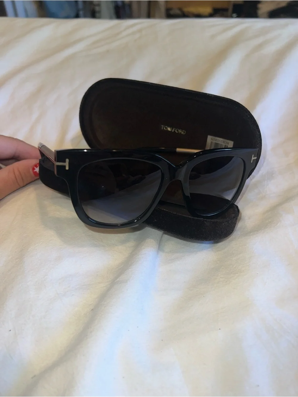 Tom Ford Black Oversized Square Sunglasses with Gradient Lenses